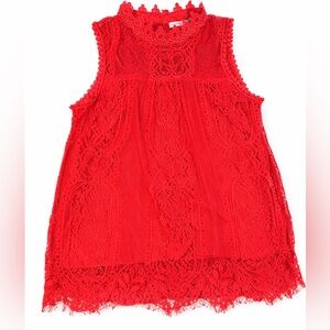 Notations Red Lace Sleeveless Blouse